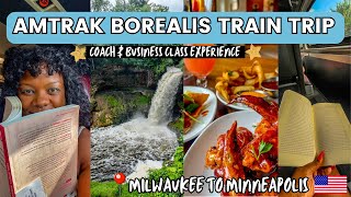 Amtrak borealis train milwaukee to twin cities 🚂 🇺🇸  | coach & business class | solo in minneapolis