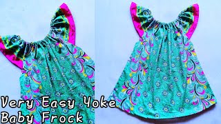 Very Easy Yoke Baby Frock cutting and Stitching full Tutorial/Summer baby girl frock ✂️