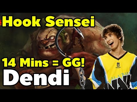 'Dendi Pudge Hook Sensei' 14 Mins = GG!