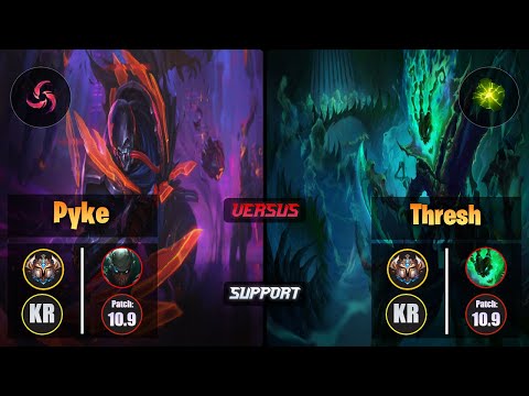Challenger PYKE [Hail of Blades] (Support) VS  THRESH - Challenger KR Patch 10.9