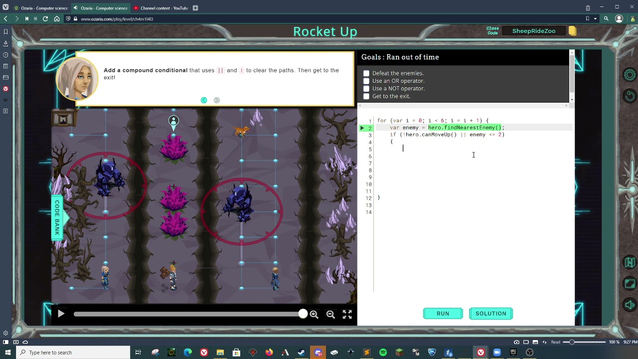 Ozaria - Javascript - Chapter 4 - Module 1 - Rocket up