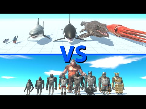NEW AQUATICS Team vs MUTANT PRIMATES Team - Animal Revolt Battle Simulator