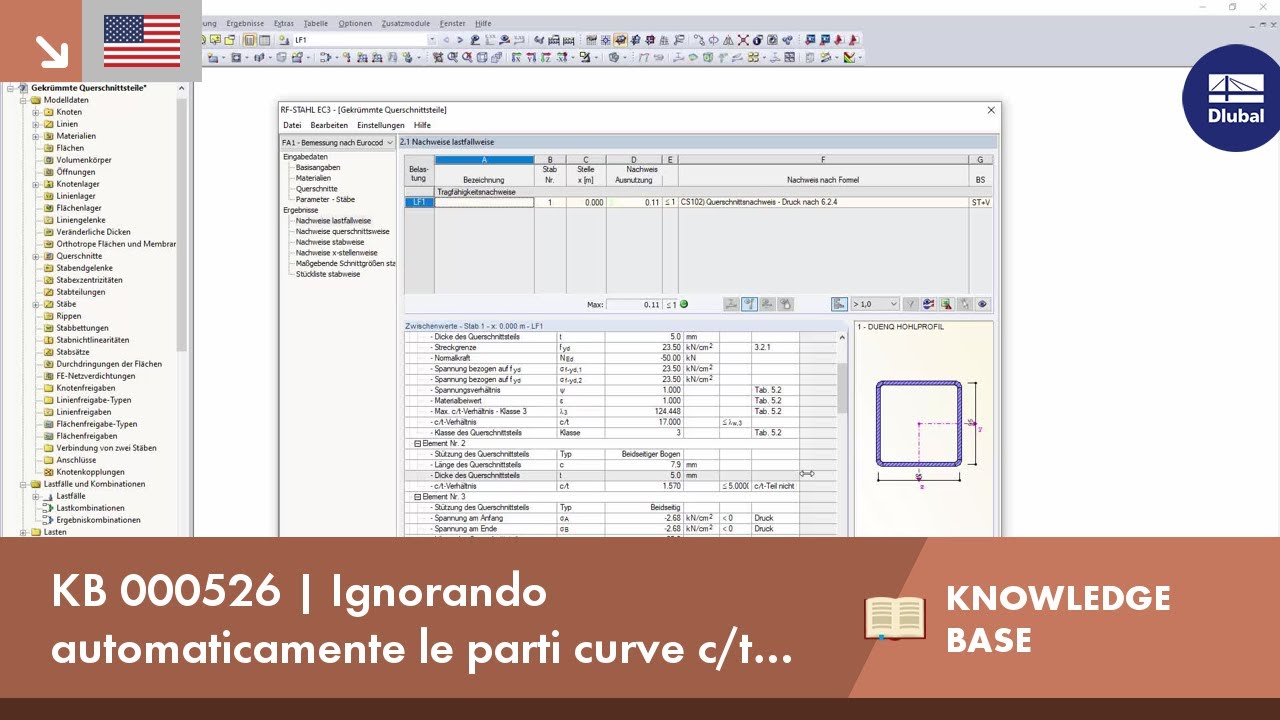 KB 000526 | Ignorando automaticamente le parti curve c/t per la classificazione della sezione trasversale