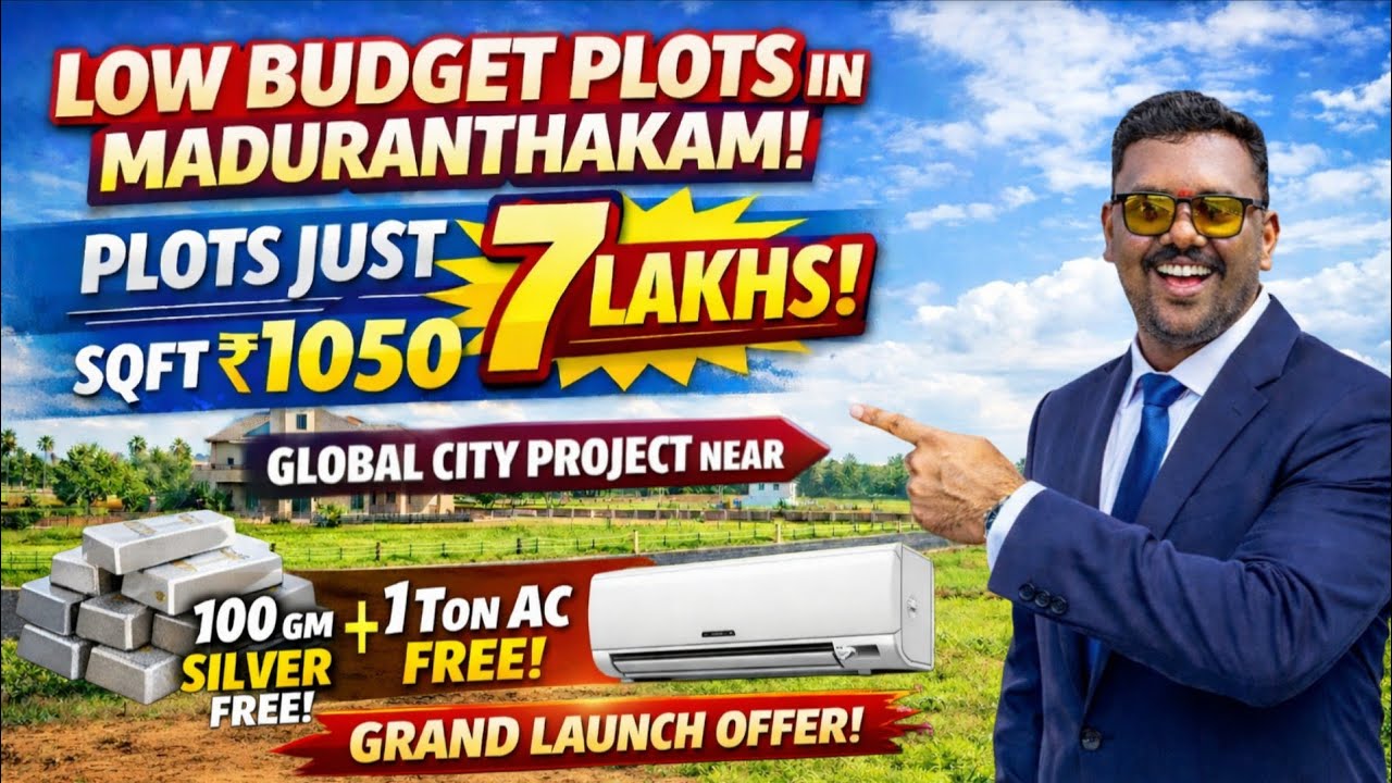 Low Budget Plots Sale in Maduranthakam | Grand Launch Offer 🎉 | Get 100g Silver + 1 Ton AC Free