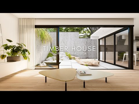 LOFT MINIMALISTA EM L COM 2 QUARTOS - TIMBER HOUSE