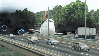 Gigantic Airplane makes Crazy Emergency Landing at Running Highway | XP 11