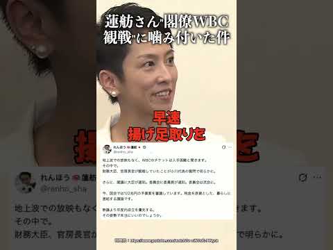 蓮舫さん"閣僚WBC観戦"に噛み付いた件 #山上信吾 #加賀孝英