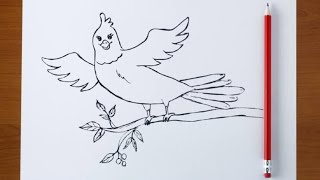 Ready for Flying Bird Drawing Easy for Beginners & Kids | How to Draw Flying Bird with Pencil Sketch
