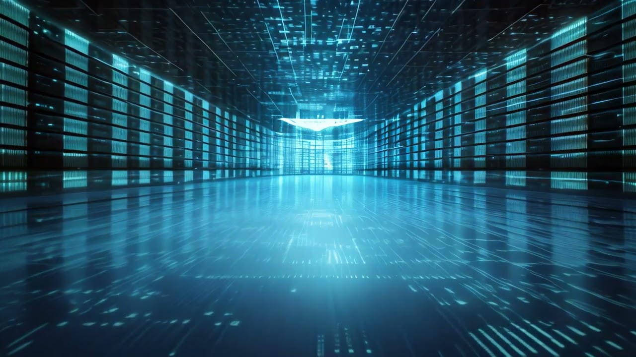 Blue matrix background with binary code. 3d rendering toned image, An abstract digital server