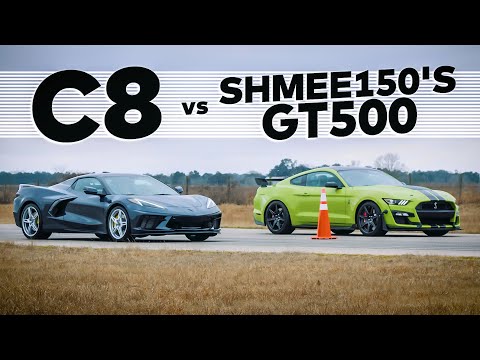 Shmee150's Mustang GT500 vs C8 Corvette // Street Race!