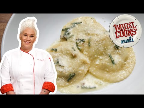 Homemade Ravioli with Wild Mushroom Sauce with Anne Burrell | Worst Cooks in America | Food Network