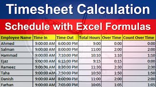 Download the video "Timesheet Calculation in Excel | Employee Work Schedule Excel | Advanced Excel #exceltutoring"