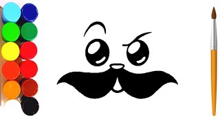 How to Draw Moustaches for Kids Step by Step and Coloring | Moustache Drawing #moustaches #kidsart