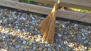 Shop Vac + Original Garden Broom to remove leaves from a rock driveway