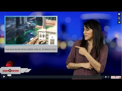 Chicago River dyed green for St. Patrick's Day (ASL - 3.17.19)