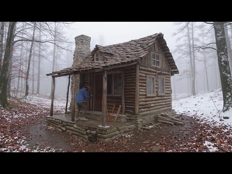 30 Tage allein: Bau einer kleinen Block- und Steinhütte im Wald