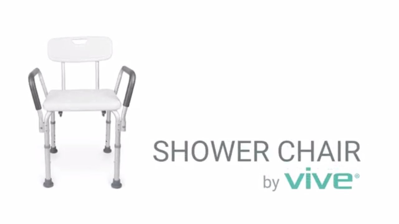 Shower Chair with Back by Vive - Bath Seat w/ Arms for Handicap, Disabled & Elderly - Adjustable