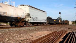 preview picture of video 'BNSF job up from Eagle Pass, TX hits the interlocker in Milano, TX - 9/9/2012'