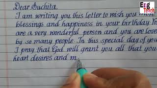 How to write birthday wish letter/ Monocursive handwriting #13/ Eng Teach