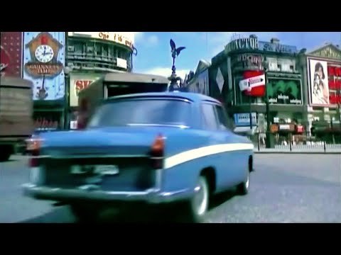 1967 London in 60FPS (Piccadilly Circus) / Tube station & Night view (1960s England)