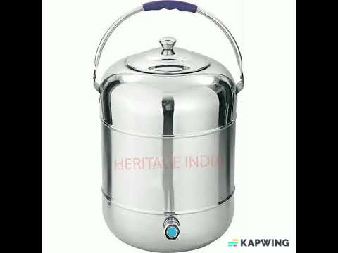 Heritage polished stainless steel water pot with tap, for ho...