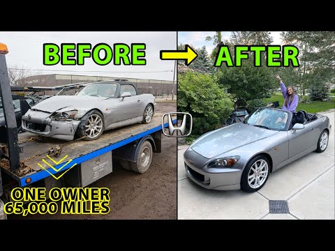 Rebuilding a Salvage Wrecked 2005 HONDA S2000 in 10 Minutes!