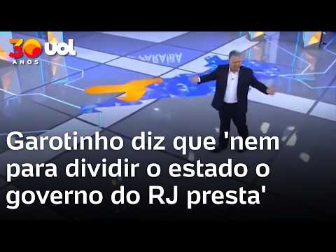 Debate na Globo: Garotinho diz que ‘nem para dividir o estado o governo do RJ presta’