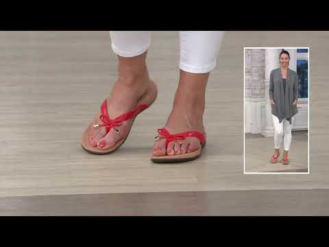 Vionic Leather Thong Sandals w/Bow - Bella II Woven on QVC