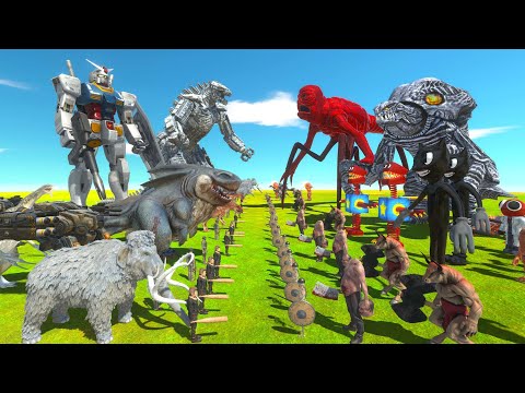 Monster War - Titanus Red + Orga VS Gundam RX-78 + Mechagodzilla -Animal Revolt Battle Simulator