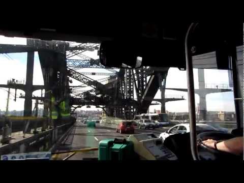 Crossing the Sydney Harbour Bridge by Metrobus Volvo/Volgren artic