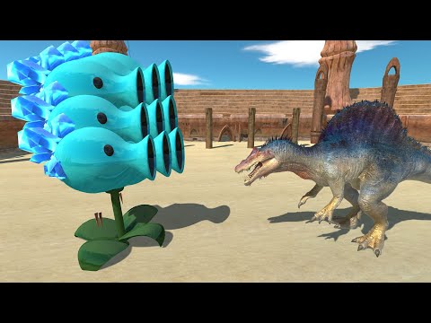 Snow Pea vs 999 Spinosaurus - Animal Revolt Battle Simulator