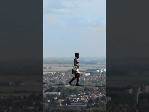 French tightrope artist walks over 100 meters in the air