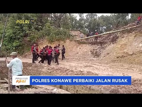 POLRES KONAWE PERBAIKI JALAN RUSAK
