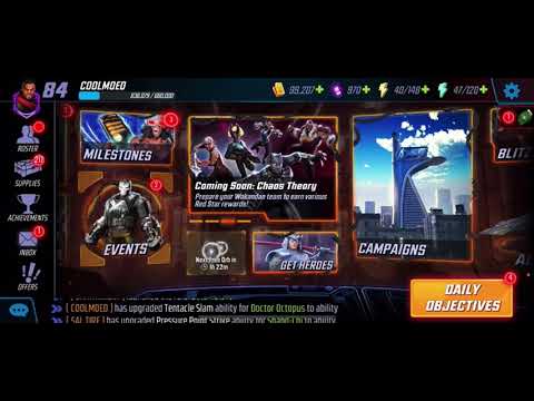 Spinning red star orbs. 37 regular, 3 elite 4, 3 elite 5, 1 elite 6. Marvels strike force