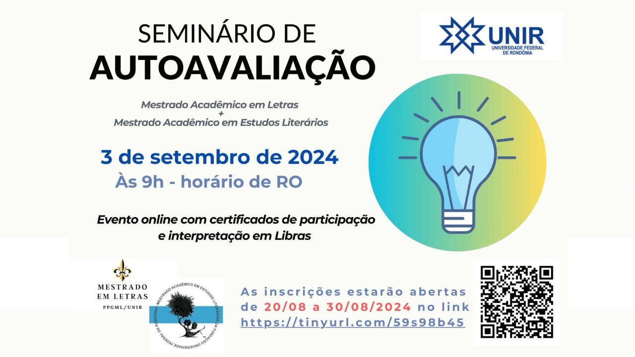 Tarde: Autoavaliação dos PPGs Letras e Estudos Literários - UNIR