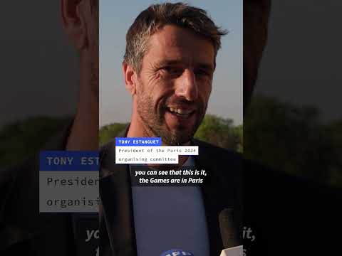 Paris hangs Olympic rings on the Eiffel Tower | AFP #shorts