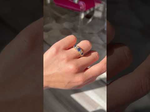 1.79ctw Antique Diamond & Sapphire 5-Stone Band