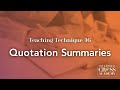 Teaching Technique 46: Quotation Summaries