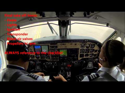 King Air B100 take off - cockpit view with ATC!