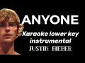 Justin Bieber - Anyone (Karaoke lower key Instrumental with Lyrics)