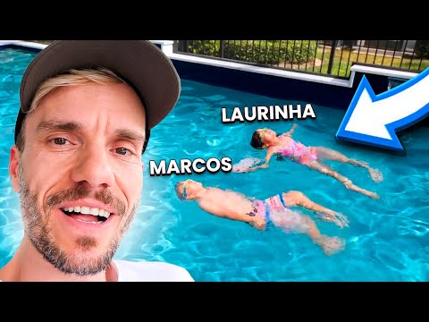 MARCOS E LAURA ATRAVESSARAM A PISCINA - Família Brancoala nos EUA
