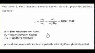 proton radius in proton to electron mass ratio