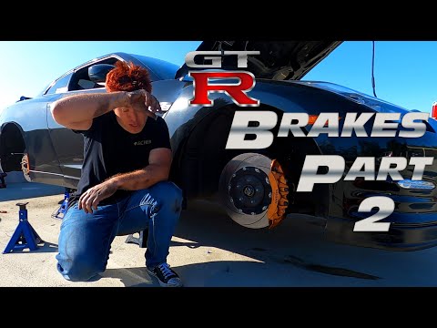 NISSAN R35 GTR MAINTINANCE: HOW TO INSTALL BRAKE ROTORS, PADS AND STEEL BRAIDED LINES PART 2