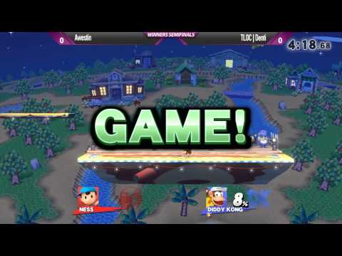 Shockwave 15 Smash 4 - Awestin (Ness) vs TLOC Denti (Diddy) - Winners Semifinals