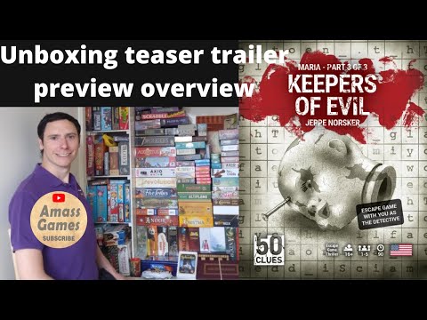 Keepers of Evil 50 Clues: narrative board game how to setup play unboxing escape room * Amass Games