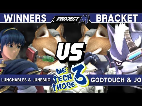 Project M - Lunchables & Junebug (Fox/Marth) vs GodTouch & Jo (Fox/Wolf) - We Tech Those 3 Winners