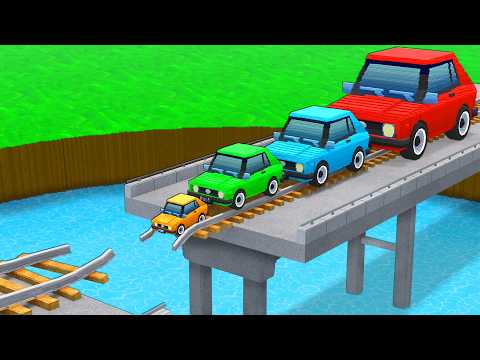 Big & Small Cars vs Broken Rails in Teardown