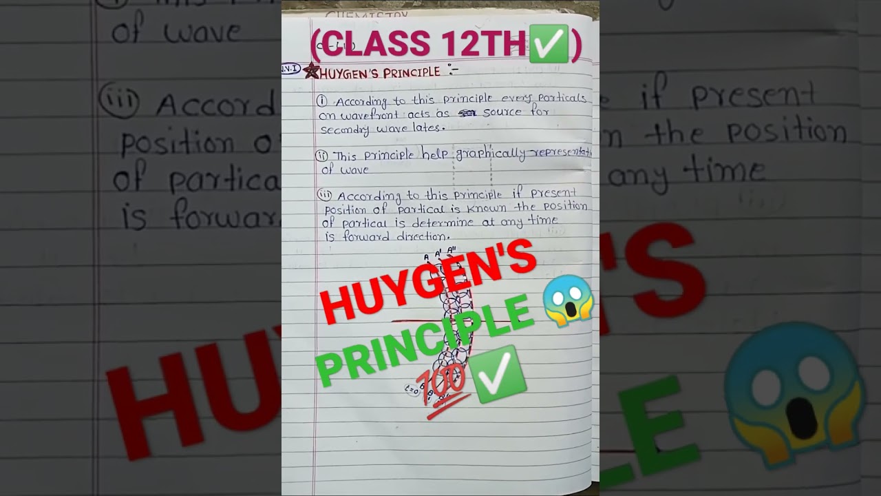 Class 12th Physics important notes chapter 10(WAVE OPTICS) Huygen's principle🔥💯✅||#physics #youtube
