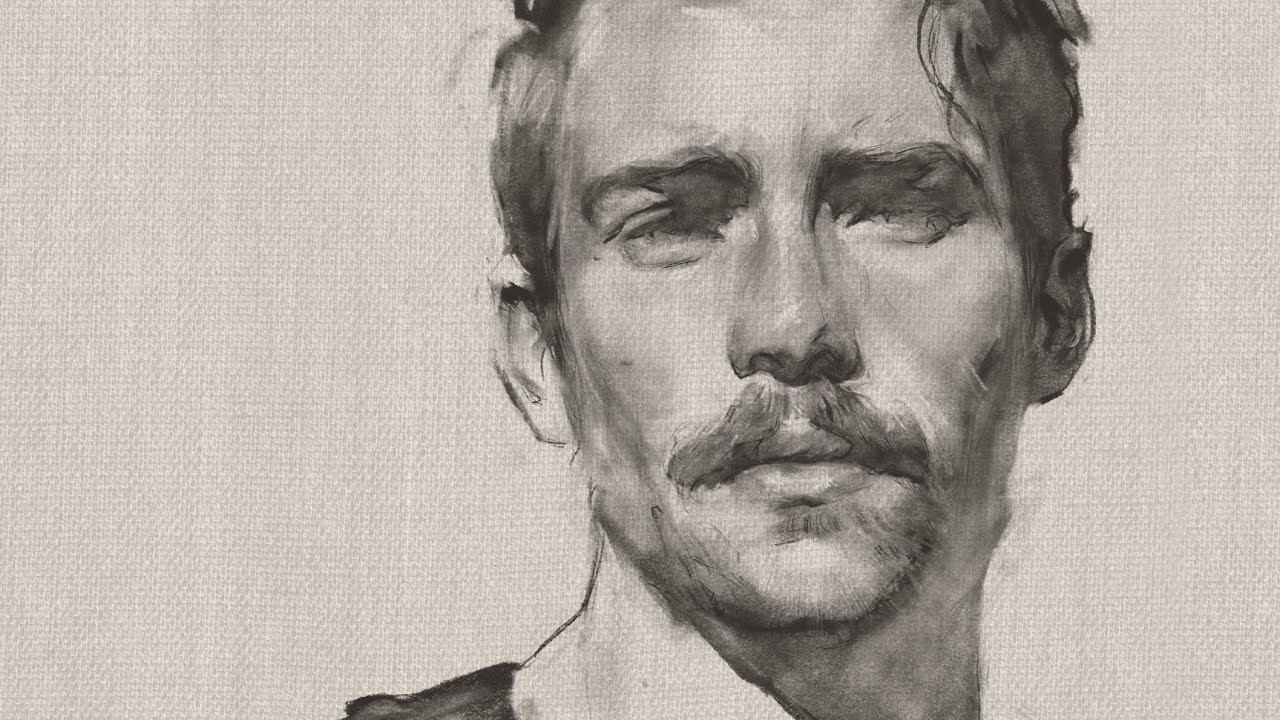 Creating a charcoal portrait in procreate - real time demo