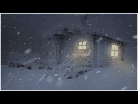 Tempête de neige dans une cabane en bois gelée┇Vent hurlant et poudrerie